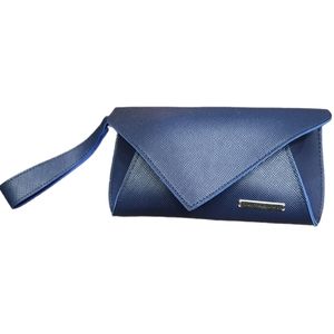 ❤️2/$18 Jantaminiau Amenity Travel Blue Striped Designer Clutch Wristlet 8x4.5